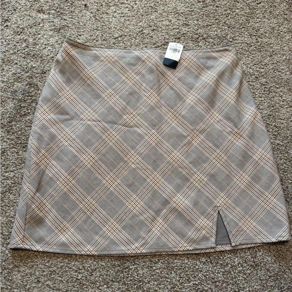 Abercrombie & Fitch Tan Plaid Mini Skirt